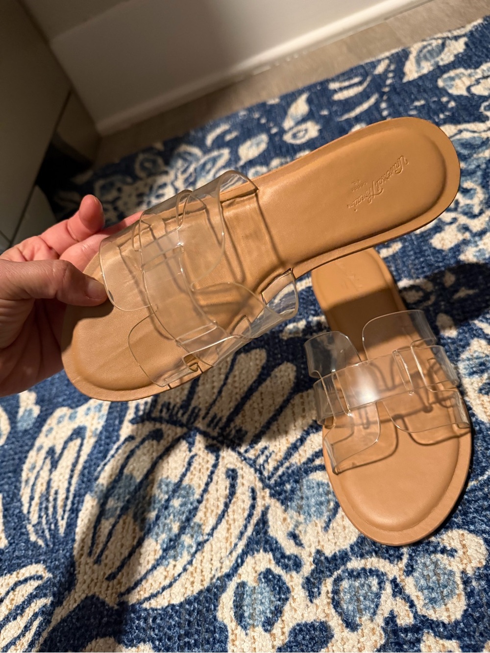 Target Women's Tan Slide Sandals with Clear Straps